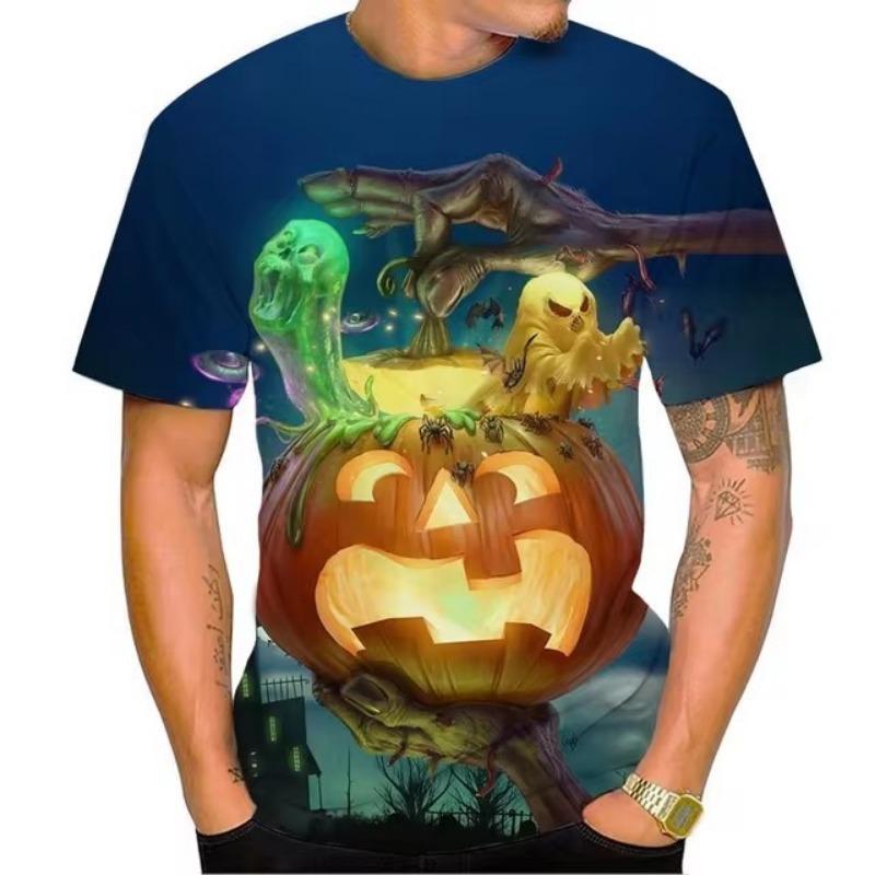 Halloween Pumpkin Head Fashion T-shirt 3D Printing Halloween T-shirt Personalized Top