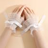 Y2K Bow Lace Wrist Sleeves Pleated Ruched Fake Flared Sleeves Sweet False Cuffs  Cosplay Party