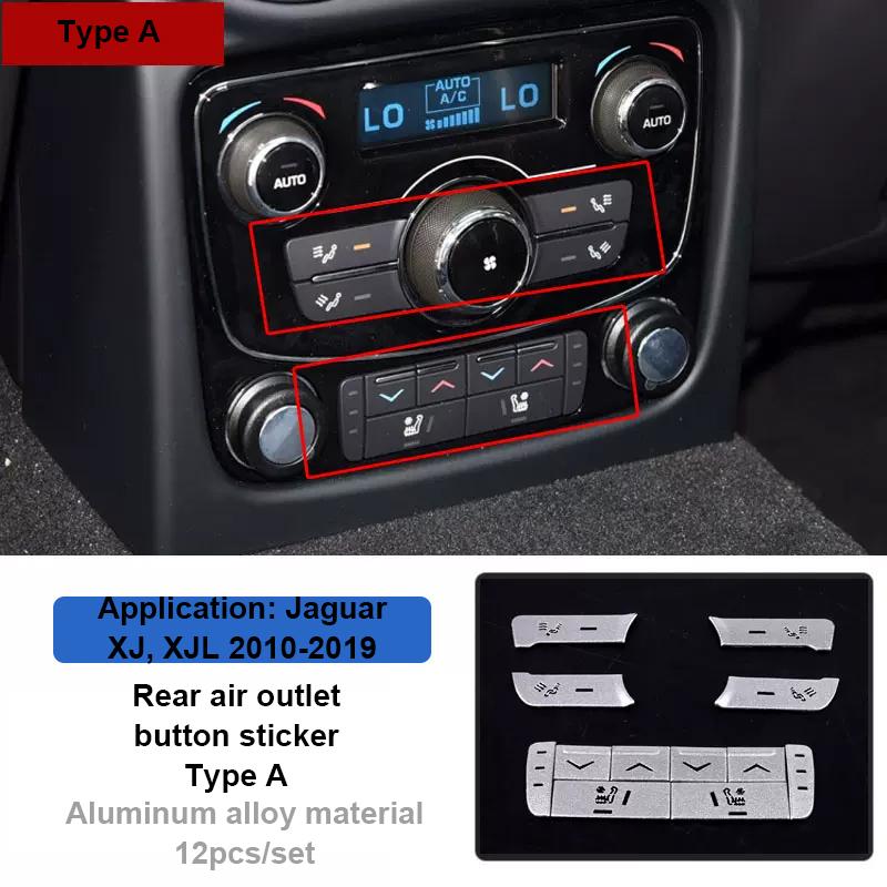 For Jaguar XJL XJ Button Cover Decals Chrome Car Button Stickers For AC Heater Control Switch For Jaguar XJ X351 Car Accesories
