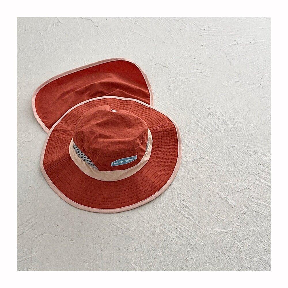 Kids Quick Dry Wide Brim Bucket Hat With Cape Summer UV Protection Block Parent Child Outdoor Camping Sun Hat 52-54cm оранжевый
