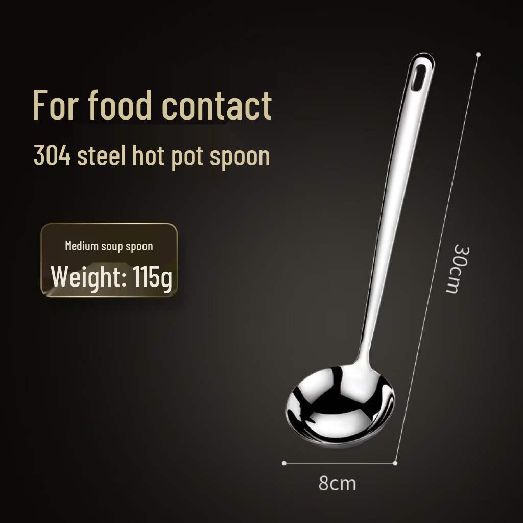 Thickened 304 Stainless Steel Slotted Spoon & Large Soup Ladle Set with Long Handle for Kitchen.
