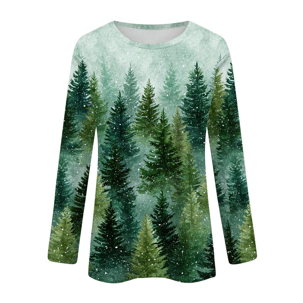 Long Sleeve Shirts For Women Cute Print Graphic Tees Blouses Casual Plus Size Basic Tops Pullover