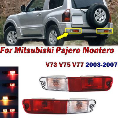 For Mitsubishi Pajero Montero V73 V75 V77 2003-2007 Car Rear Bumper Light Tail Signal Warning Reflector Lamp Red Lens With Bulbs