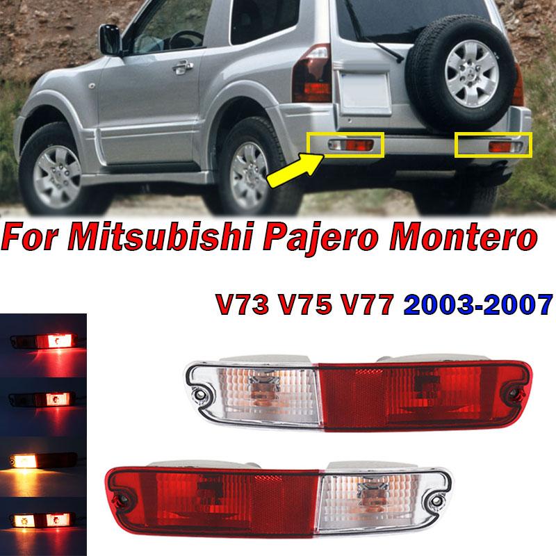 For Mitsubishi Pajero Montero V73 V75 V77 2003-2007 Car Rear Bumper Light Tail Signal Warning Reflector Lamp Red Lens With Bulbs