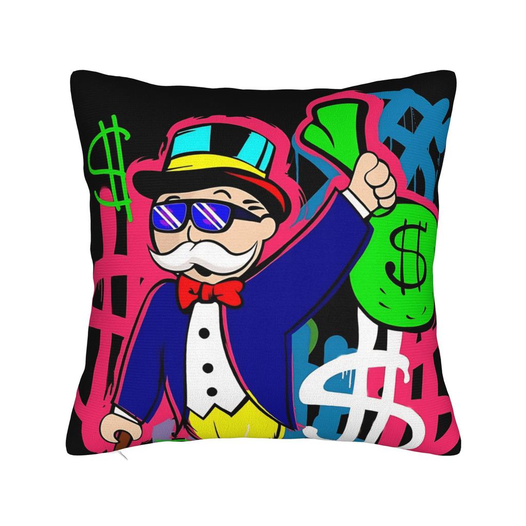 Alec Monopoly B Lucky Dragon Pillow Case Graphic Pillow Cover Retro Trendy Cushion Cover For Sofa Couch Bed Living Room