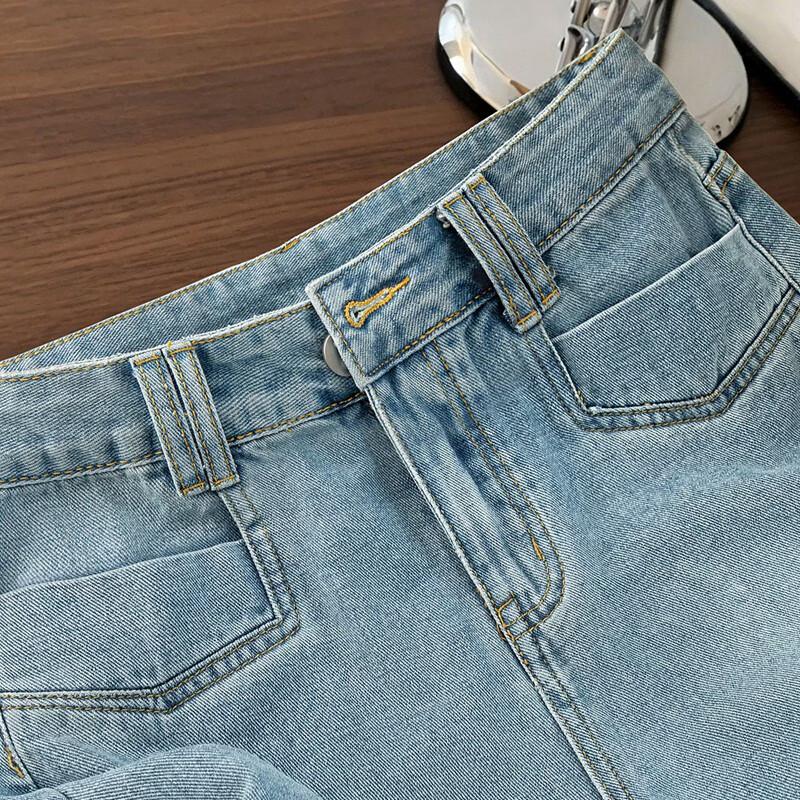 Damskie spodenki z pranego denimu z koronkowym wykończeniem