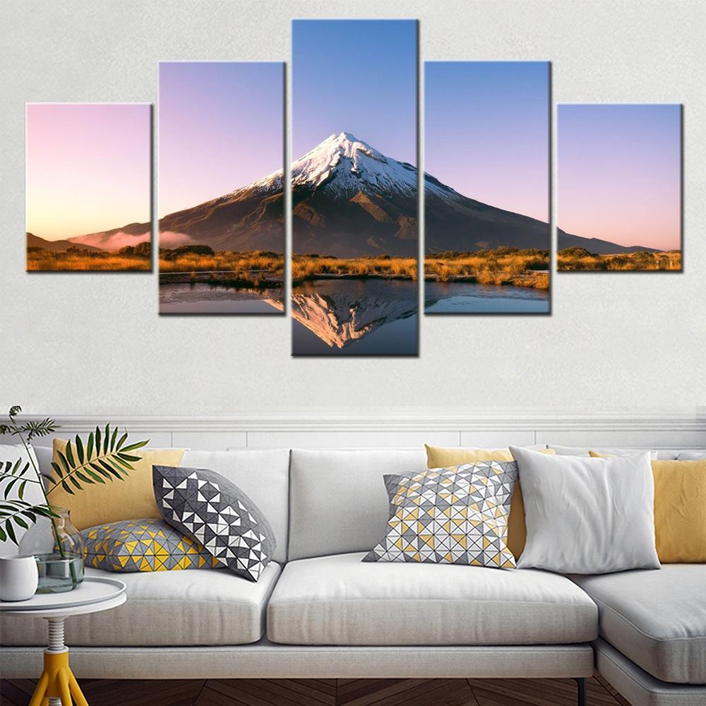 5 Pieces Canvas Wall Arts Landscape Poster Painting Mount At Lake Nature Wallpaper Home Decoration Living Room Picture Artwork