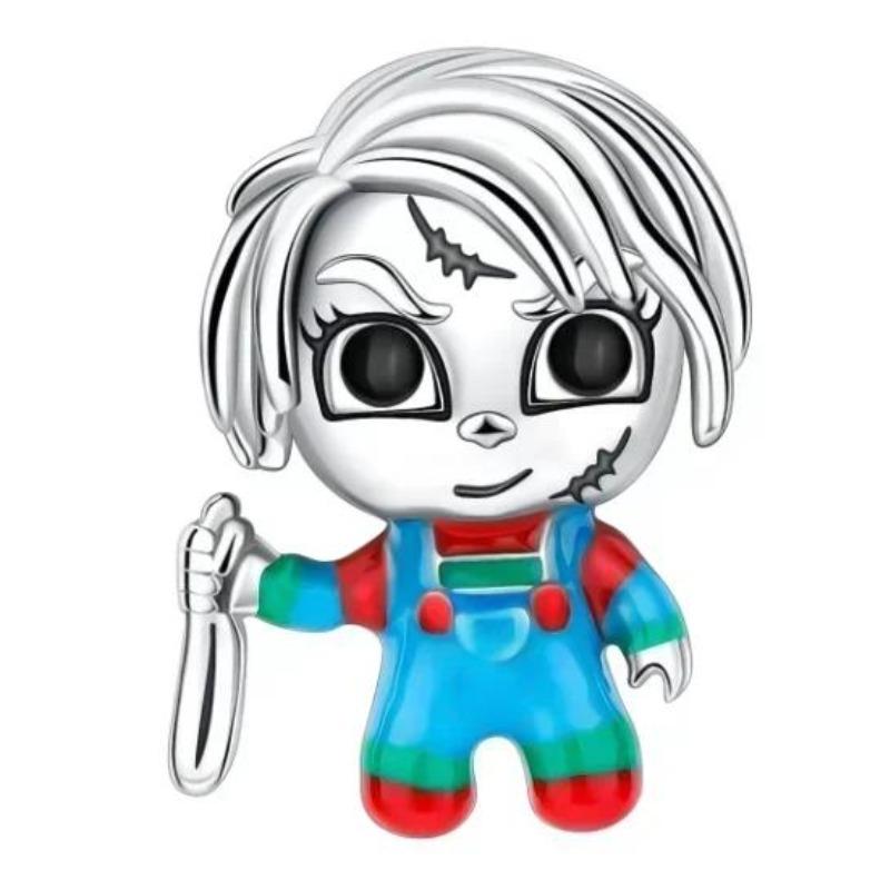 New Original Halloween Party Charms Luminous Pumpkin Skull Ghost Clown Beads Chameleon Bracelets Necklace Diy Jewelry Party Gift