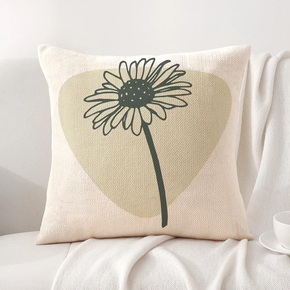 Minimalist Plants Cushion Cover Natural Linen Organic Fabric DoubleSided Printing Sofa Home Decor Gift Pillow Cover