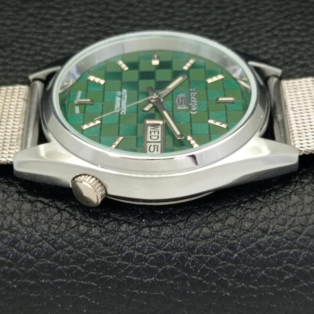 REFURBISHED AUTOMATIC SEIKO 5 MENS WATCH JAPAN MADE GREEN DIAL CUSTOM A440107-2 QV90-a440107