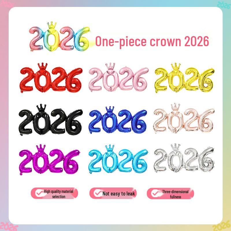 2026 Digitální Nový rok Korunový Kombinéza & Balónová Párty Dekorace Sada