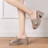 2025 Summer New Women's High-heeled Waterproof Table Thick-soled Thick-heeled Cool Slippers Women's Ins Trendy Outer Wear One-word Slippers