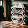 4-Layer Space Saving X-shaped Dustproof Shoe Rack Creative Durable Plastic Easy To Assemble Living Room Storage Organizer