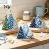 Christmas Wooden Ornaments 3PCS Tree Ornaments, Stable Base Seasonal Figurines, Window Sill Display Plentiful Layers Tabletop Decorations for Holiday