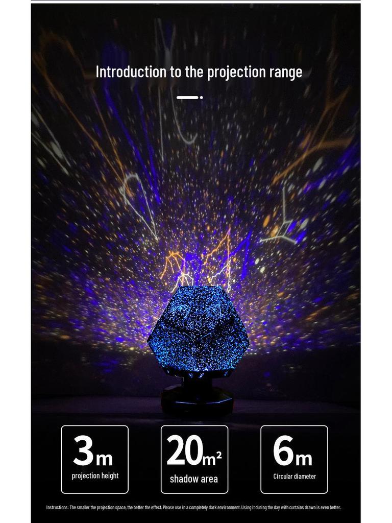 Four Seasons Rotating Starry Sky Projector Lamp - Romantic Constellation Night Light