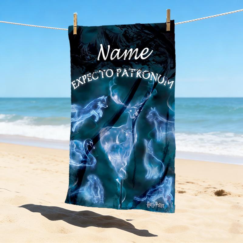 Custom Name Owl Letter Stylish Digital Printing Beach Towel Quick‑Drying Absorbent Blanket for Beach Pool Gym Travel