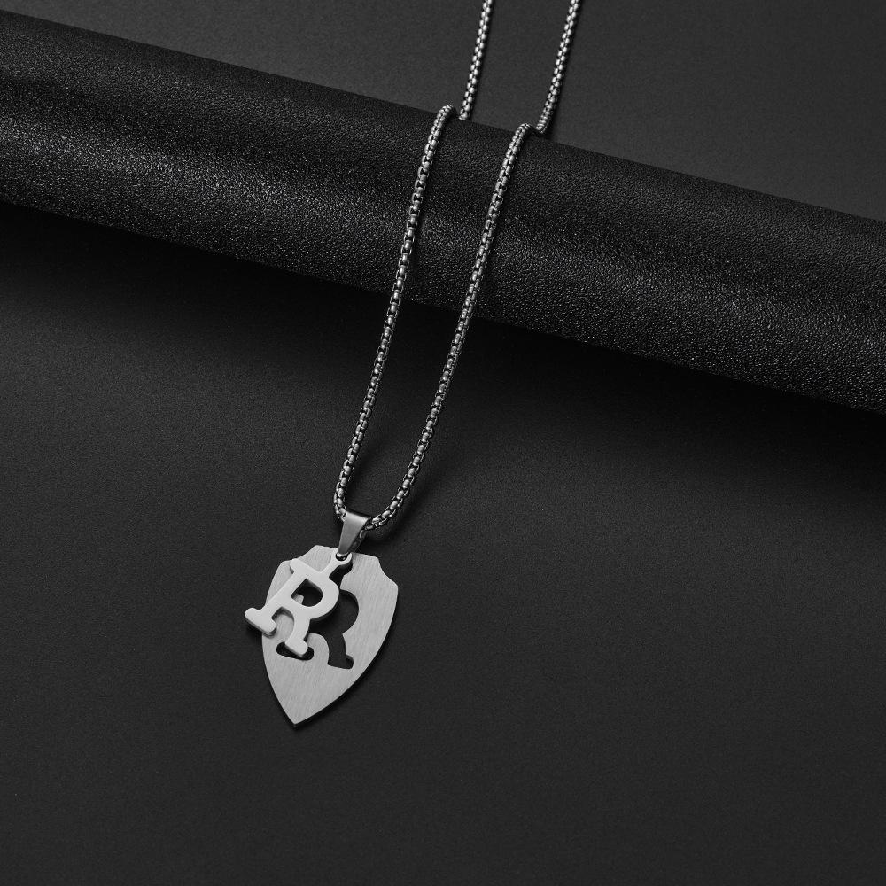 European  American Fashion 26-Letter Stainless Steel Uppercase Pendant Necklace A-Z