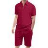 Men'S Casual Suit Button Collar Short Sleeved Shorts Set