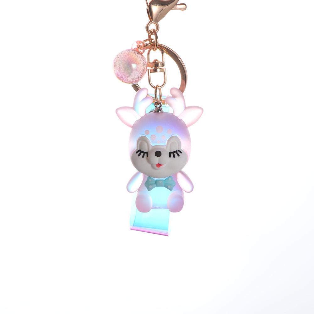 Cute Bag Pendant Deer Acrylic Elk Keychain Flashlight Keychain Key Lanyard Car Keyring