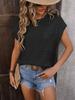 Women's Round Neck Short Sleeve Sweater with Embroidered Pocket Casual Knit Top Spring Summer Fashion 2024 Trendy T-Shirt Style Y2K Clothing