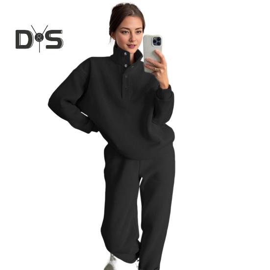 2 stk/sett Vår Høst Dame Topp Buksesett Ståkrage Langermet Genser Elastisk Høy Midje Maksimal Komfort Bukser Sport Fitness Treningsdress