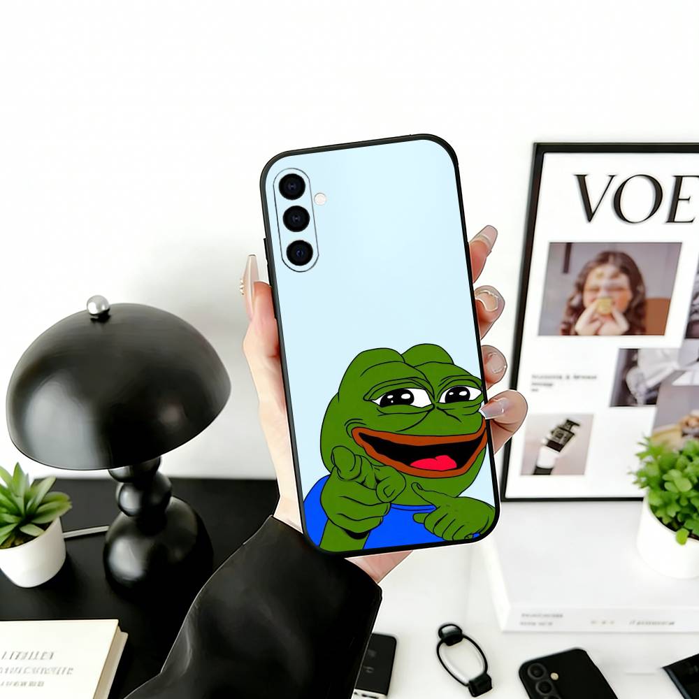 Trauriges lustiges Frosch Meme Handyhülle für Samsung Galaxy A73,A72,A71,A70,A53,A52,A51,Andere Weiche Schwarze Hülle