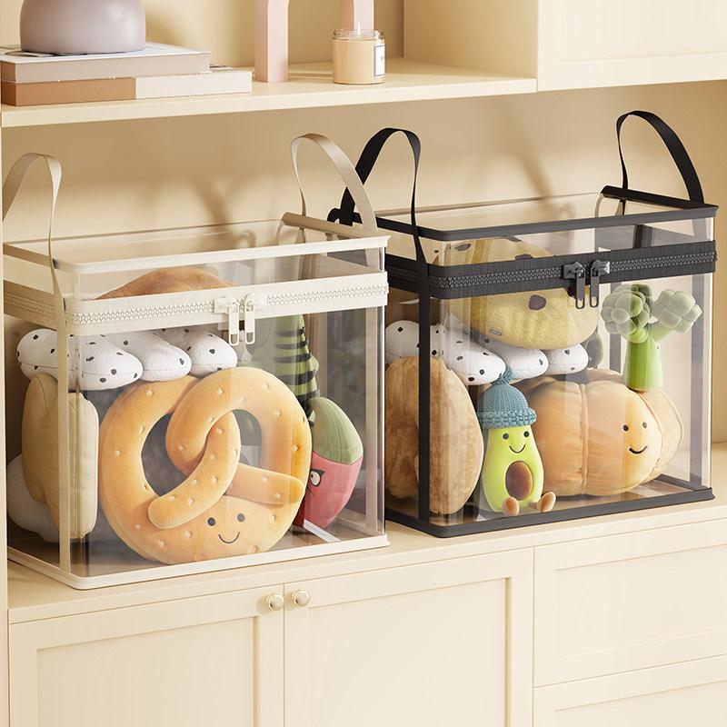 Universal Transparent Visible Doll Storage Bag Large Capacity Clear Storage Case With Zipper Handle Moisture-Proof Organizer Box