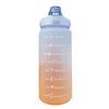 Straw Bottle Leakage Proof Frosted Gradient Color   Open Sports Water Cup with Handle Clear Scale 2000ml