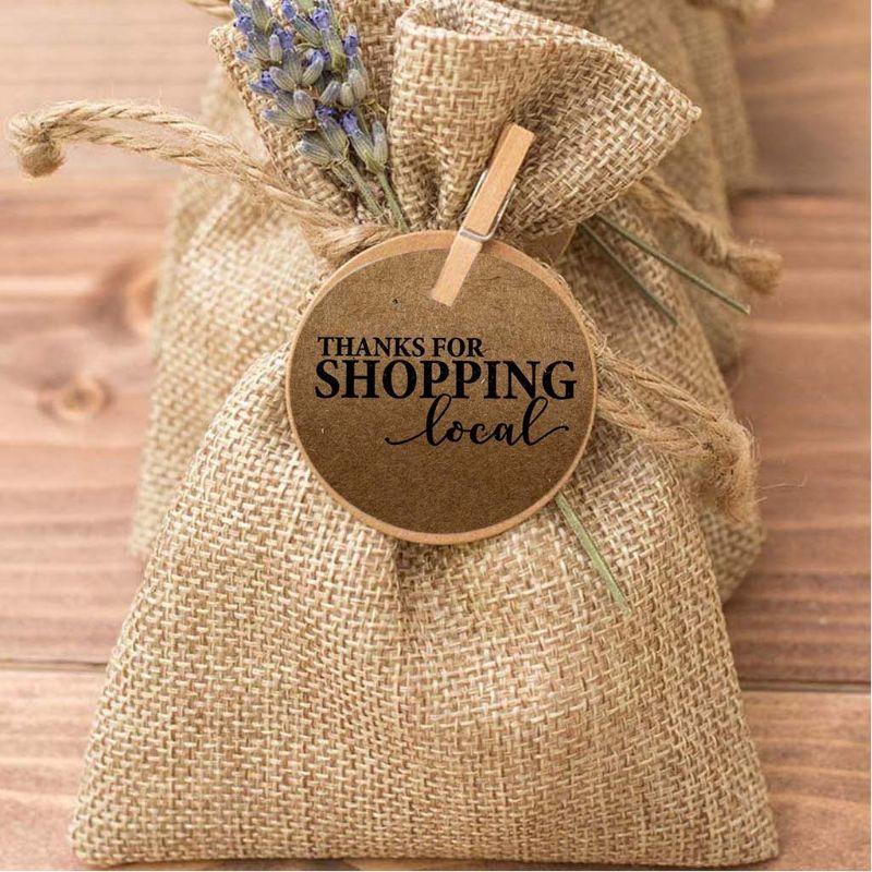 85AD 500pcs Kraft Paper Thanks for Shopping Local Stickers Round Seal Labels Scrapbooking Stationery Decor