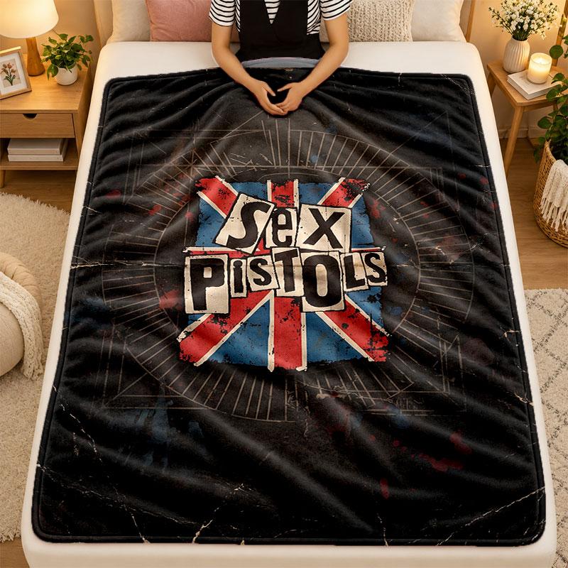 Flannel BlanketSex Pistols Warm Soft Throw Blanket for Indoor Sofa Bed Living Room Use