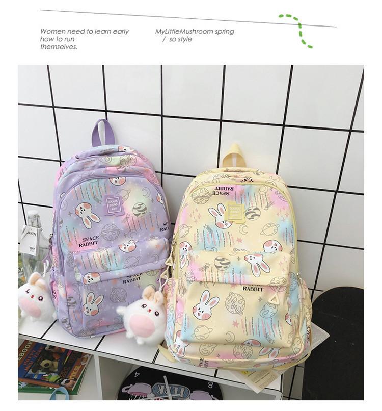 2023 New Cartoon Printed Backpack For Girls Korean Version Cute And Lightweight Nylon Material Breathable And Durable School Shoulder Bag