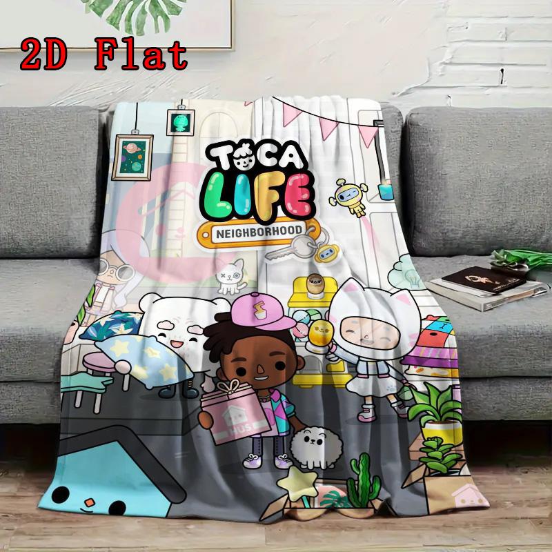 Toca Boca Life 2D Flaches Muster Flanelldecke Hohe Qualität Ganzjahreszeiten Wärme und Komfort Perfekt für Weihnachtsgeschenke.PMT0914208