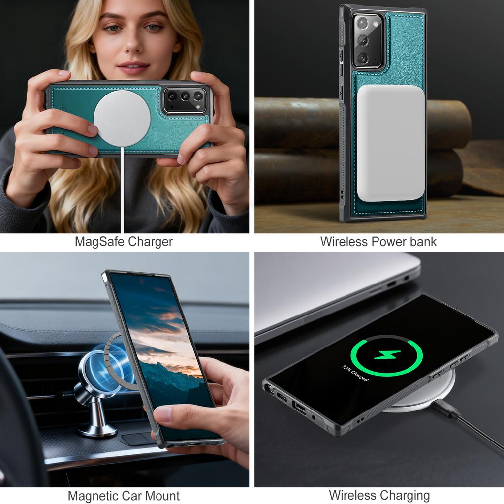For Samsung Galaxy Note20 Magnetic Case JEEHOOD J10 Leather Back Phone Cover with Detachable Card Holder Kickstand