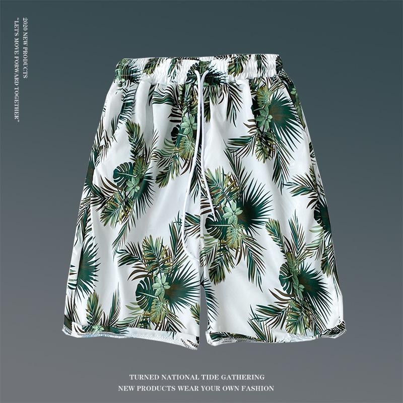 Men's Loose Plus Size Hawaiian Floral Beach Shorts - Quick-Dry, Trendy, Five-Point Design for Couples