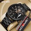 Sanda Men's Luminous Waterproof Quartz Watch with Three Subdials, Six Hands, and Calendar