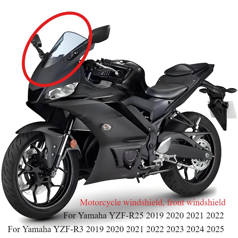 For Yamaha YZF R3 R25      2024 2025 Motorcycle Windscreen Double Bubble Front Windshield Wind Deflector