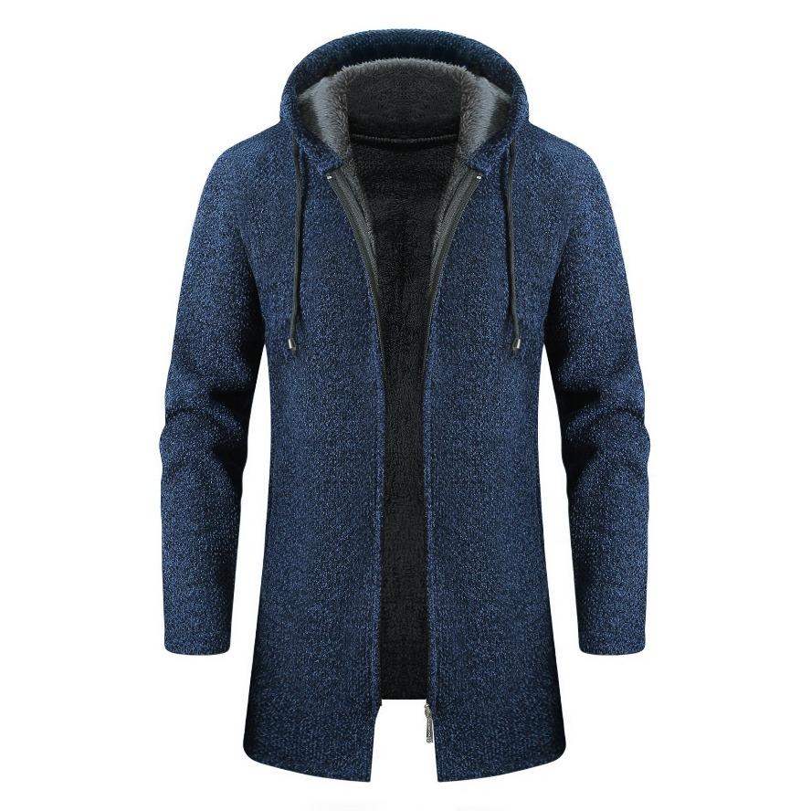 Men's Sweaters Coat Autumn Winter New Warm Zipper Medium Long Velvet  Cardigan Sweaters Man Casual Knitwear Plush Sweatercoat Mens Clothes