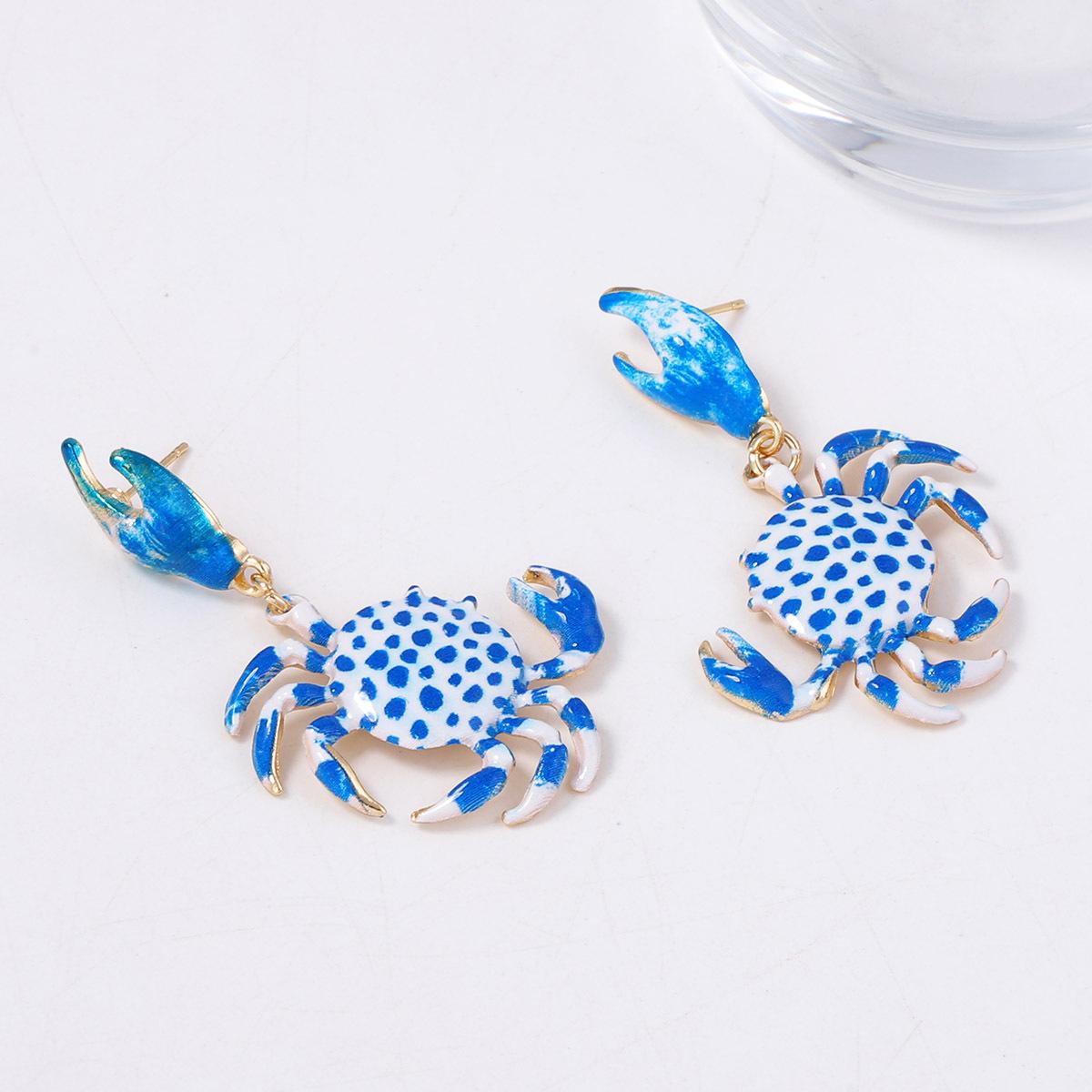 

Летний пляжный и океанический стиль отдыха, персонализированный и креативный сплав, милые красочные серьги-крабики, универсальный женский стиль
