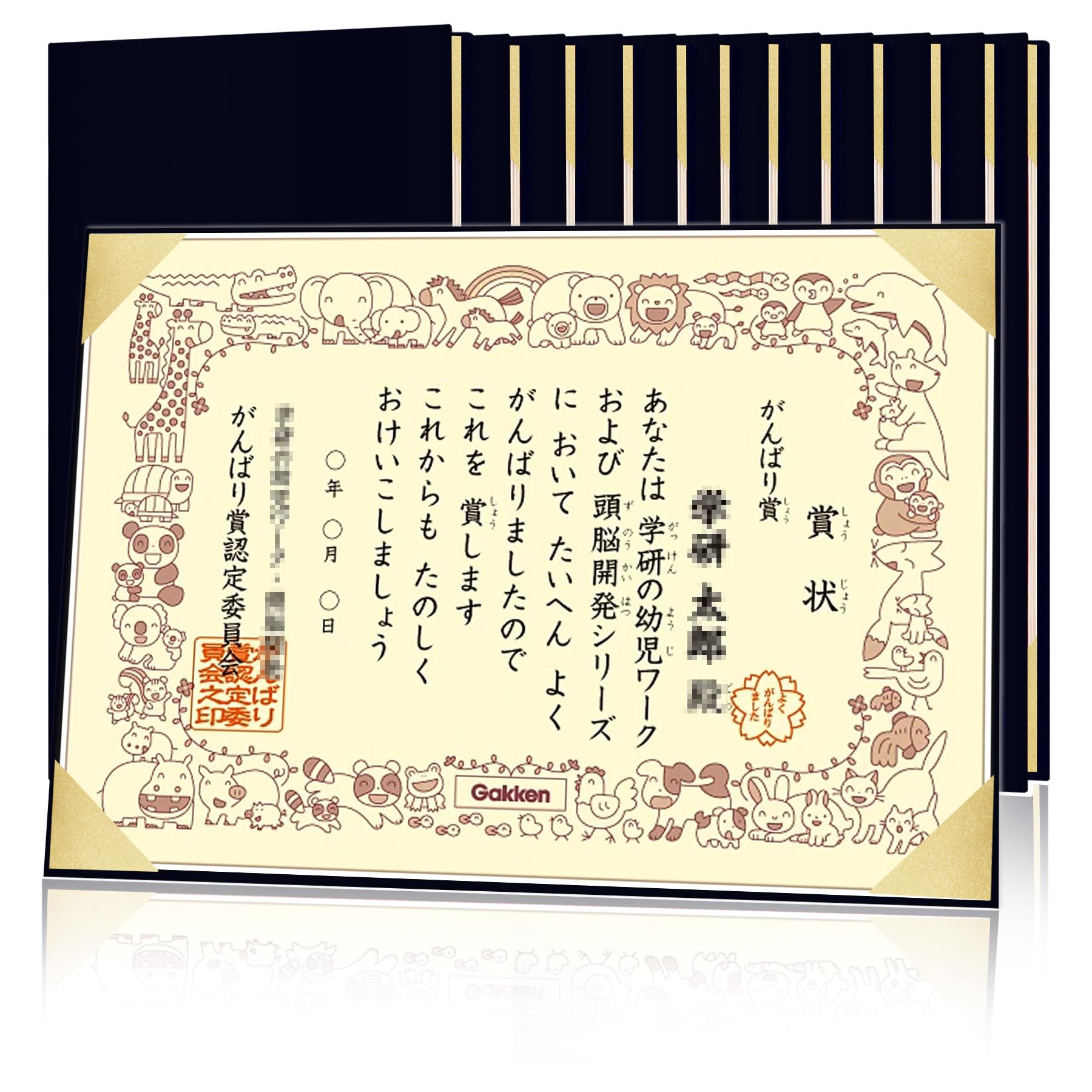 DonGee Certificate/Document File, Set of 10, Floral Design, A4 Size, Holds Two Documents, Gold Edges, Ideal for Certificates of Appreciation, Graduati