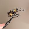 Chinese Style Peach Blossom Branch Women's Simple Metal Flower Chopsticks Hair Clip, Hair Styling Tool, Headwear Accessories