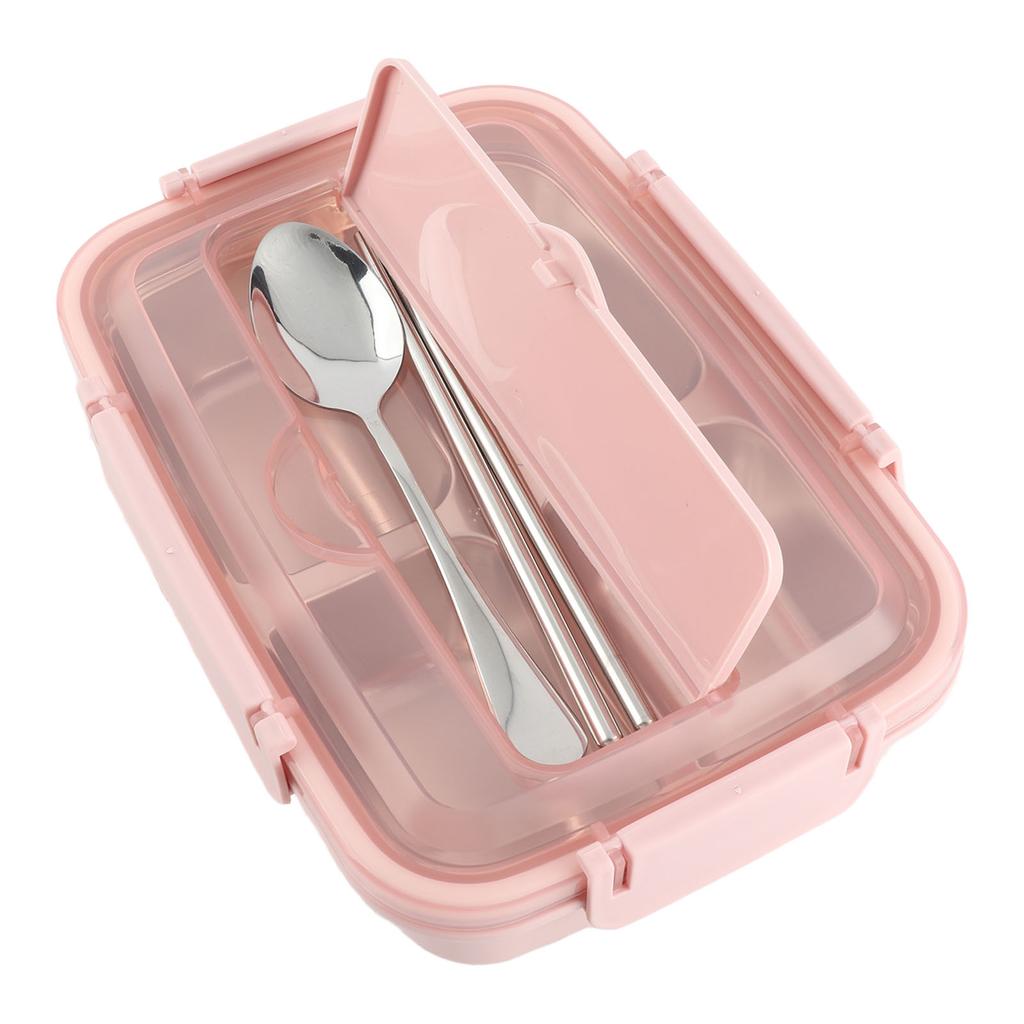 Lunch Box 4 Compartments Design 304 Stainless Steel Matching Tableware Portable Lunch Containers