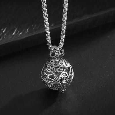 Quemador de Incienso Hueco Bola Tallado Flores Y Pájaros Colgante Caja Abrible Collar Joyería para Hombres Mujeres Accesorio de Fiesta