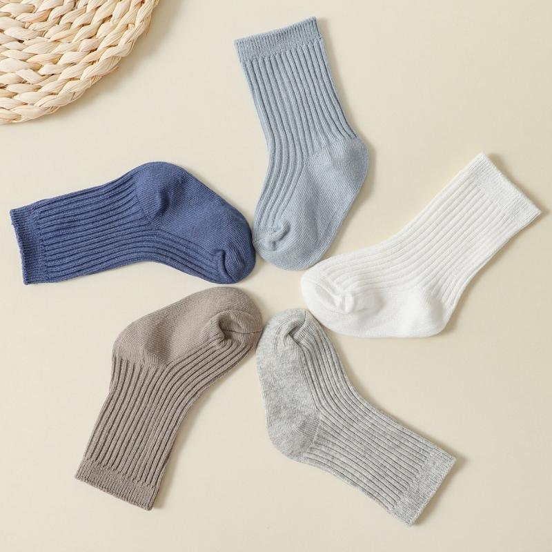 5 perechi/set șosete pentru bebeluși băieți șosete albastre cu tub mijlociu pentru copii șosete tricotate încălzitor pentru picioare 0-3 ani șosete pentru băieți
