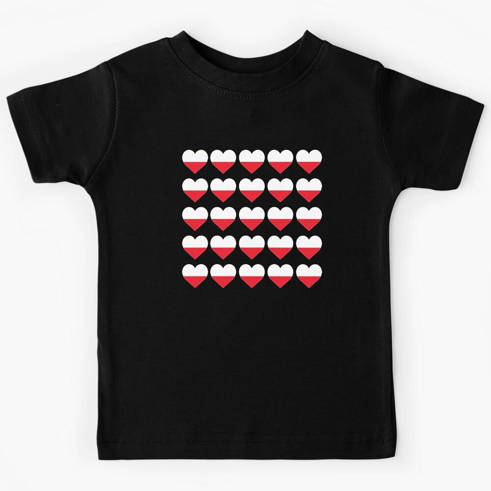 Love My Poland Hearts Flag Kids T-Shirt 140