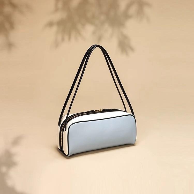Star with the Same Style P Home Contrasting Colors 25 Spring and Summer Catwalk New Leather Bag European and American Niche Design High-endcowhide Bag