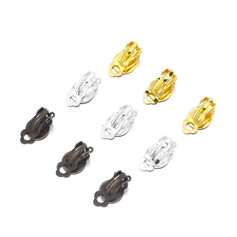 50pz Clip Auricolare Piatta Rotonda Base Vuota per Impostazione Nessun Foro Vassoio Portacabochon Orecchini Per Creazione Gioielli Accessori per Orecchini