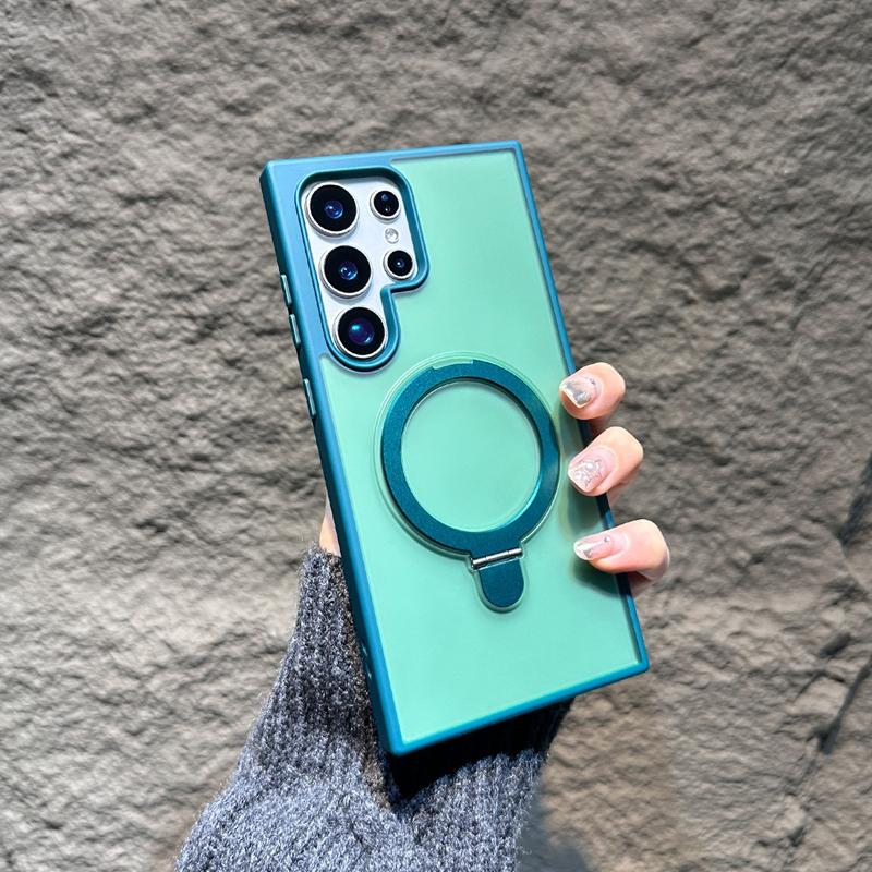 Metallring Drehständer S25 Ultra Magsafe Hülle für Samsung Galaxy S24 S23 FE S22 S24 Ultra S25 Plus Magnetische Matte Halterabdeckung