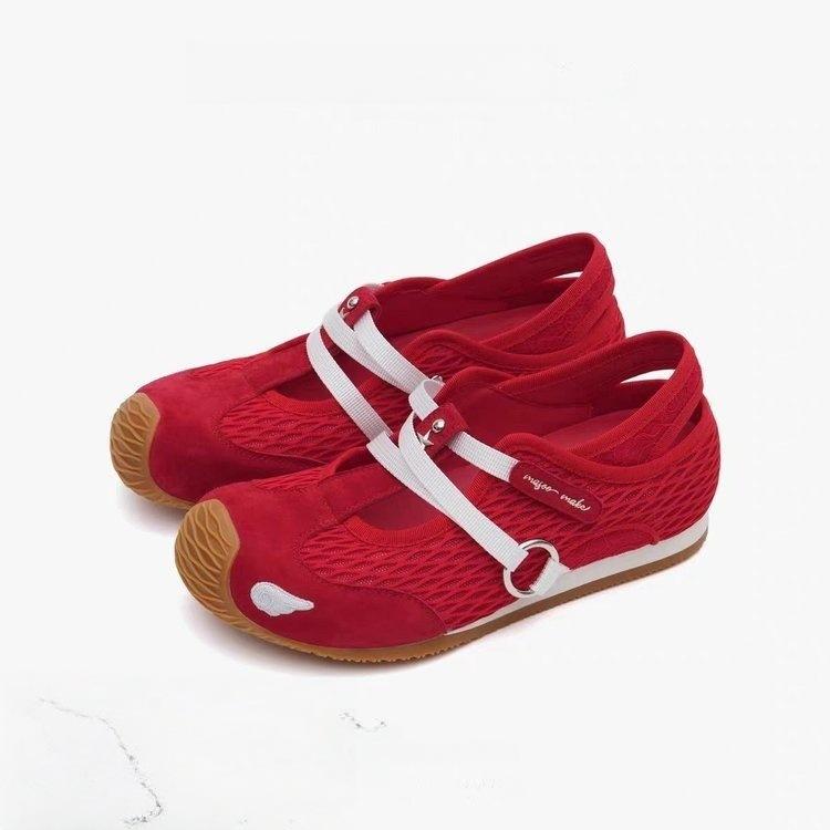 Mary Jane Single Shoes Women's 2025 Summer New Mesh Breathable Sports Sandals Flat-bottomed Versatile Casual Forrest Gump Shoes