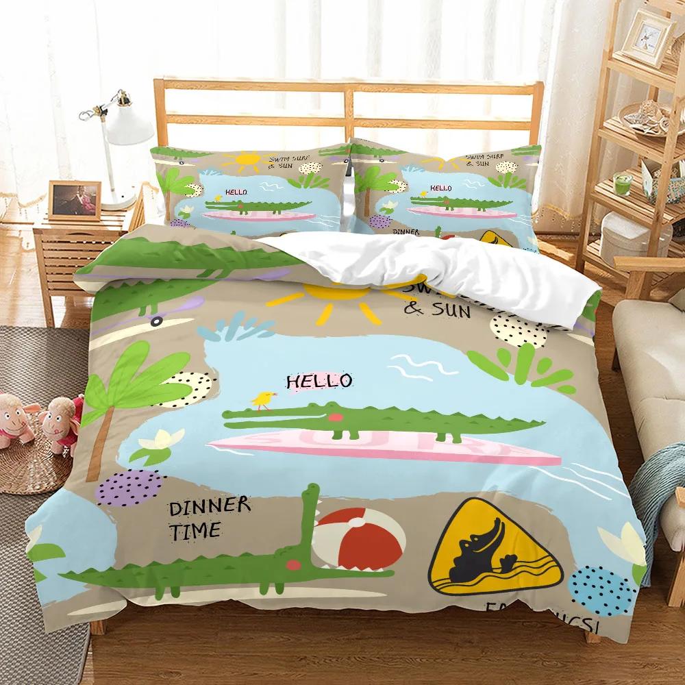 Bedding Alligators Double Bed Duvet Set Bedroom Set Home Textile Bad Cover Set Double Jogo De Cama Duvetcover 2pcs Pillowcase