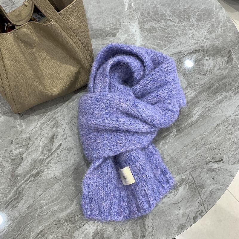 

Wind containing wool purple scarf girls autumn and winter white wool warm thickened student scarf 140*20cm
